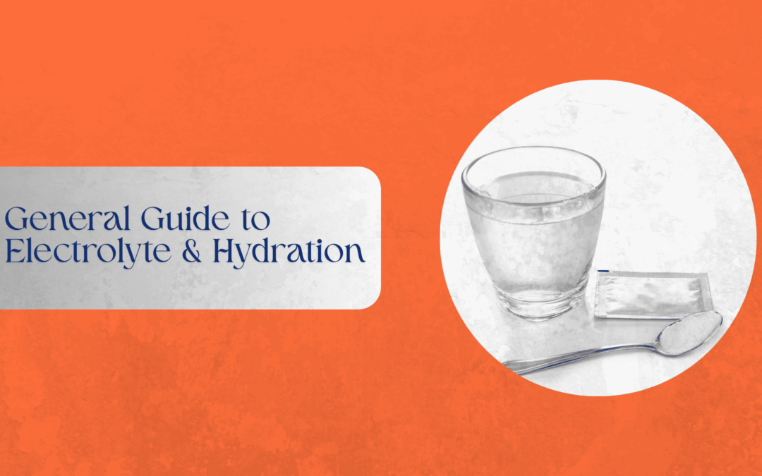 Cover image for the General Guide to Electrolyte & Hydration, showcasing hydration products and electrolytes.